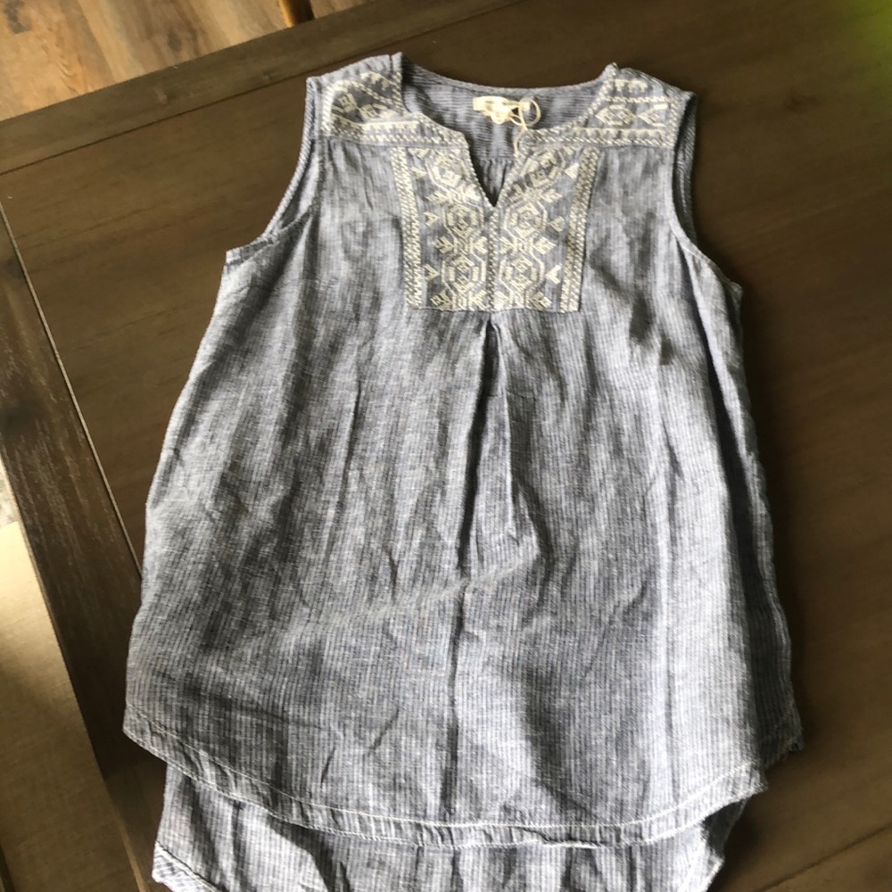 Sleeveless Chambray Top